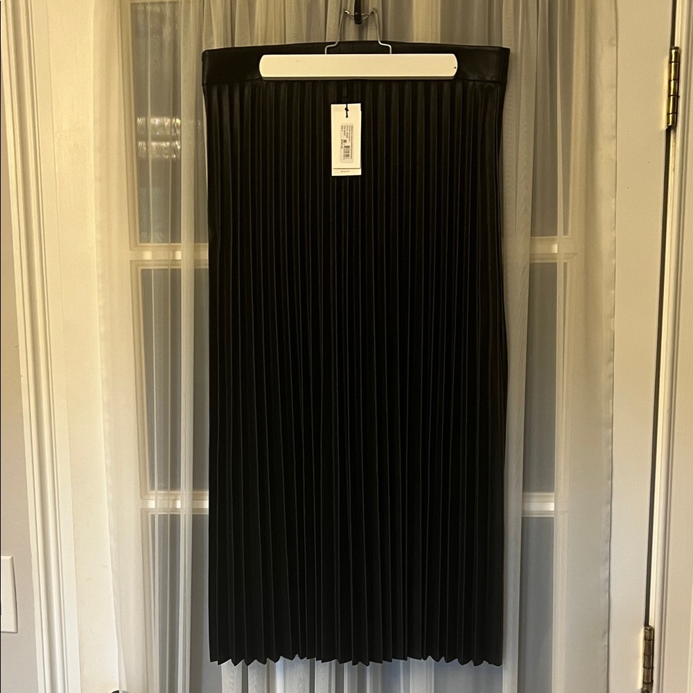 Milly Raya Vegan Leather Pleated Skirt